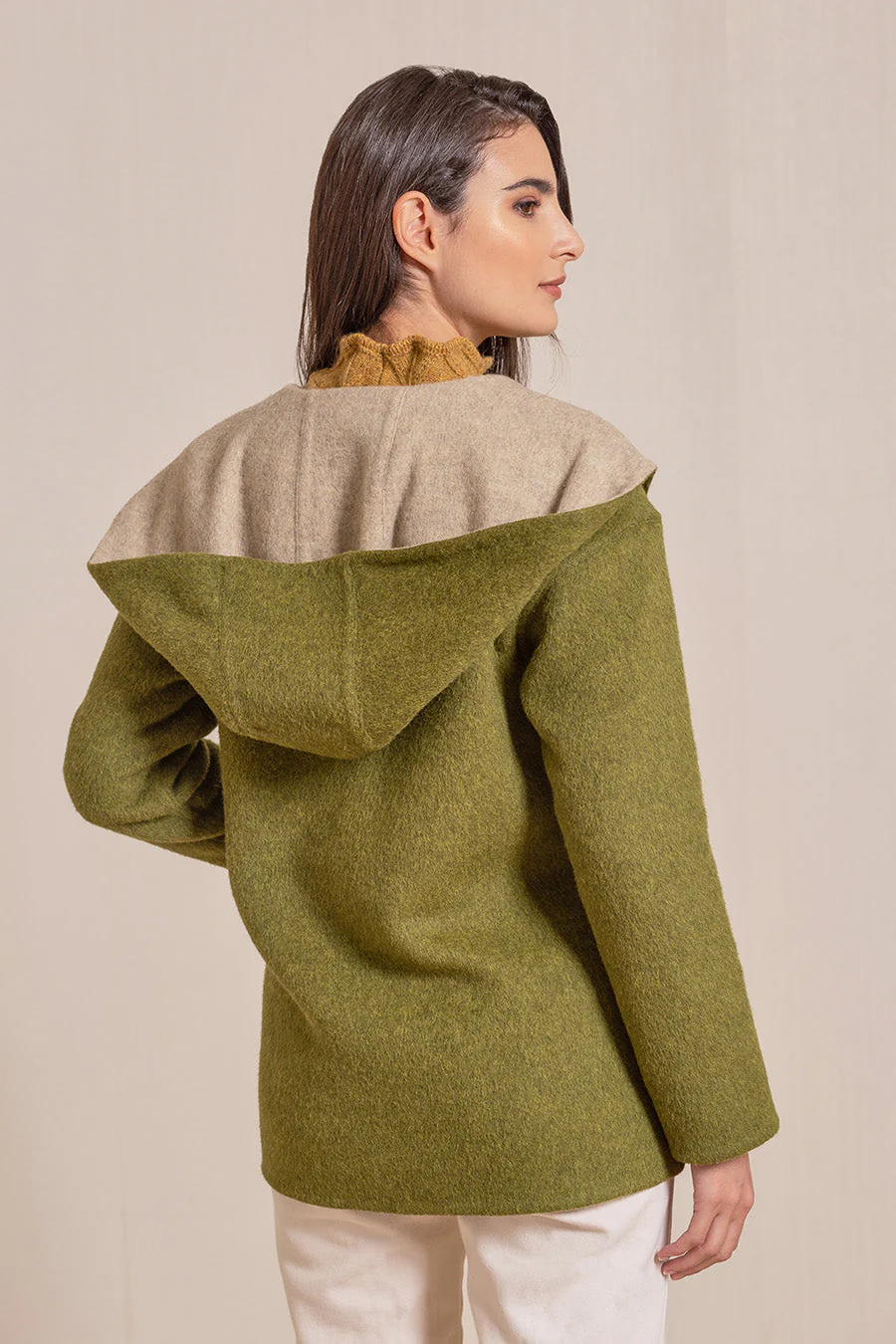 Vancouver Coat Baby Alpaca Color Avocado&Arena - Image 2