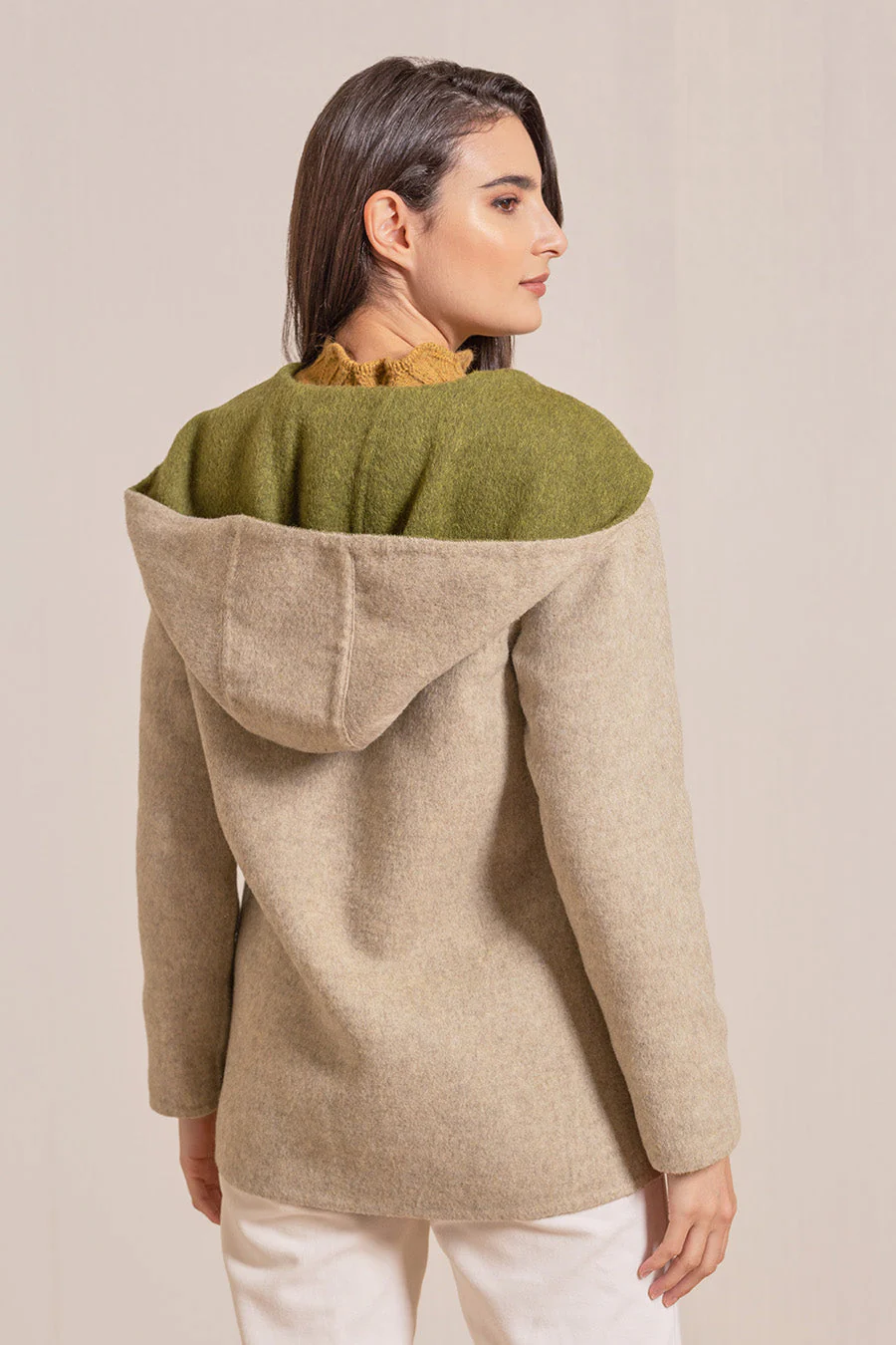 Vancouver Coat Baby Alpaca Color Avocado&Arena - Image 6