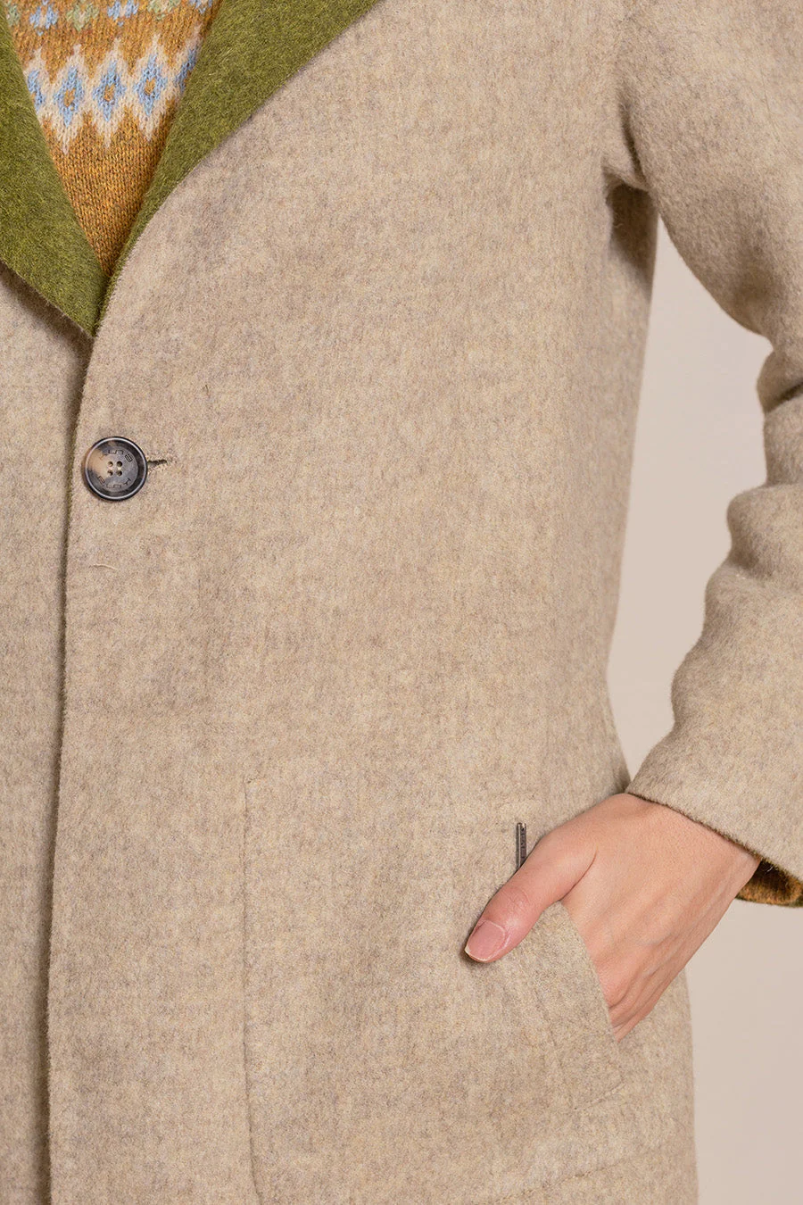 Vancouver Coat Baby Alpaca Color Avocado&Arena - Image 8