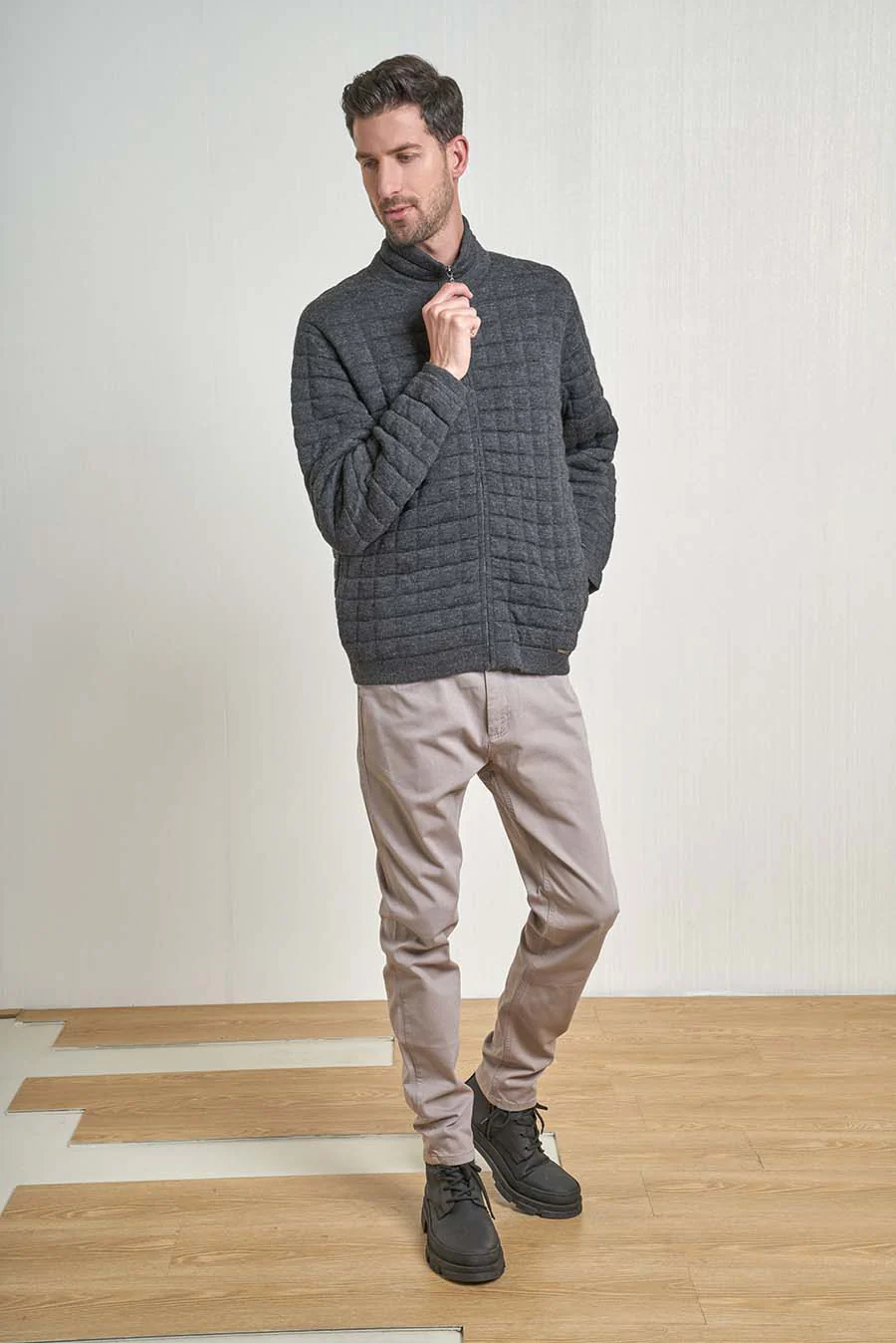Usain Cardigan Baby Alpaca & Cotton Color Antracite - Image 3