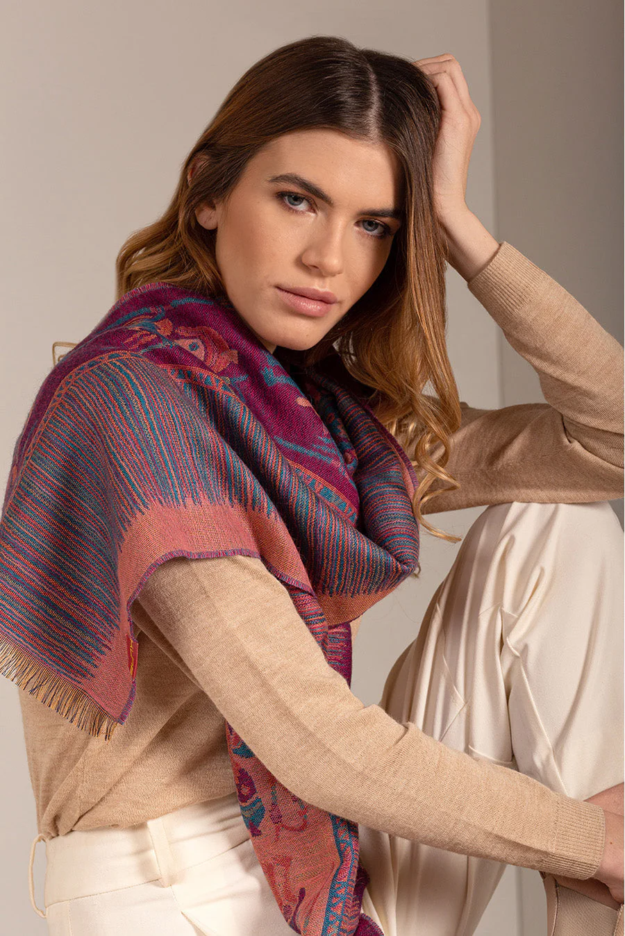 Nazca - 15 Scarf Baby Alpaca Color Blue