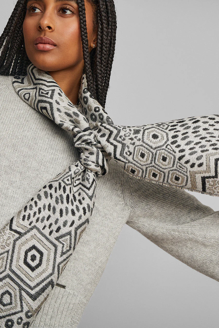 Wife Scarf Baby Alpaca Color Grey - Image 3