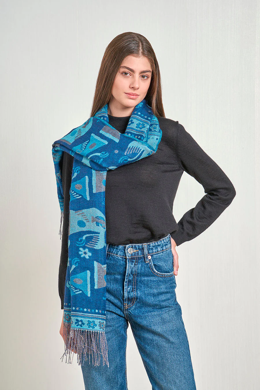 Nazca - 13 Shawl Baby Alpaca Color Blue - Image 3