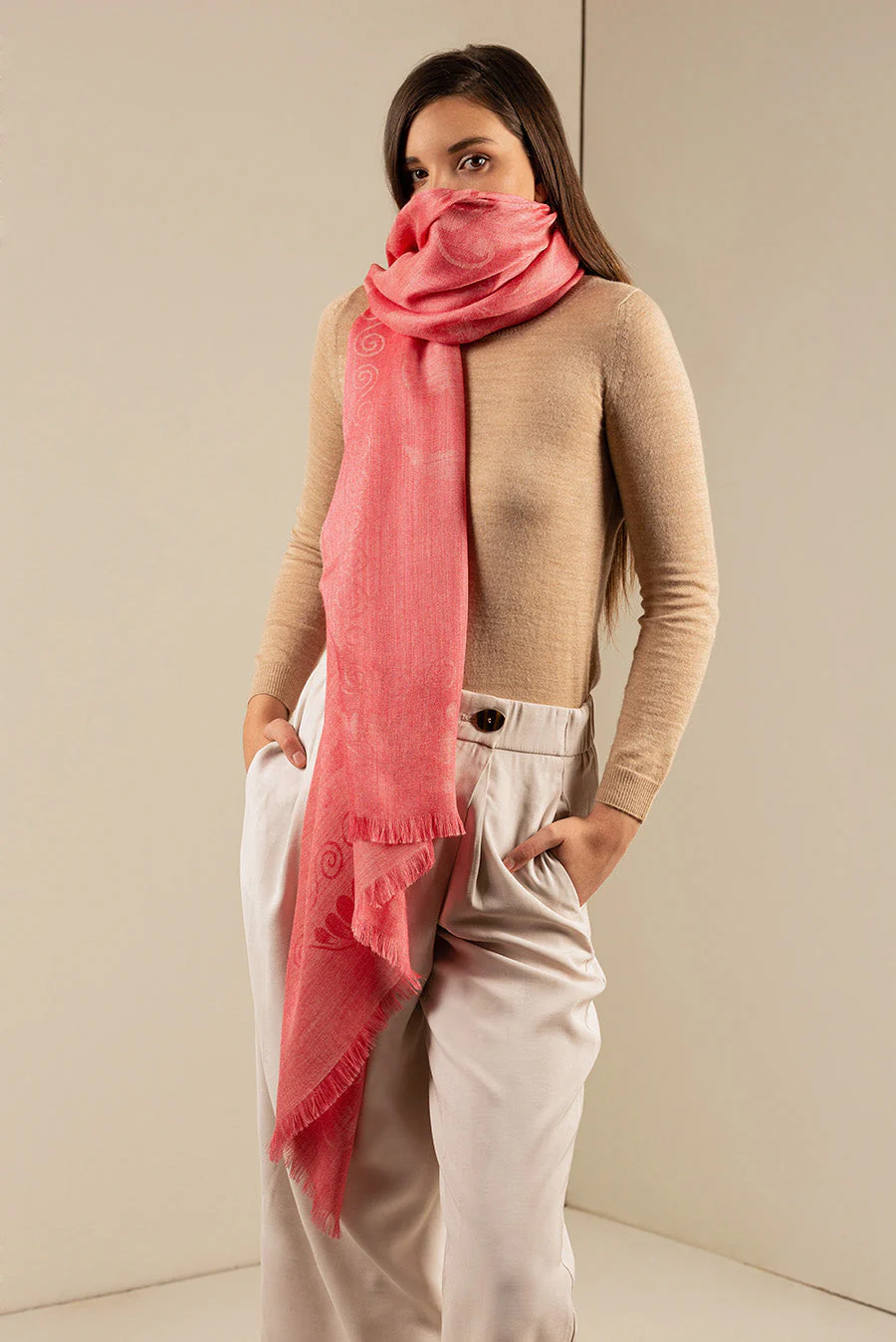 Unwrap Shawl Baby Alpaca Color Fucsia