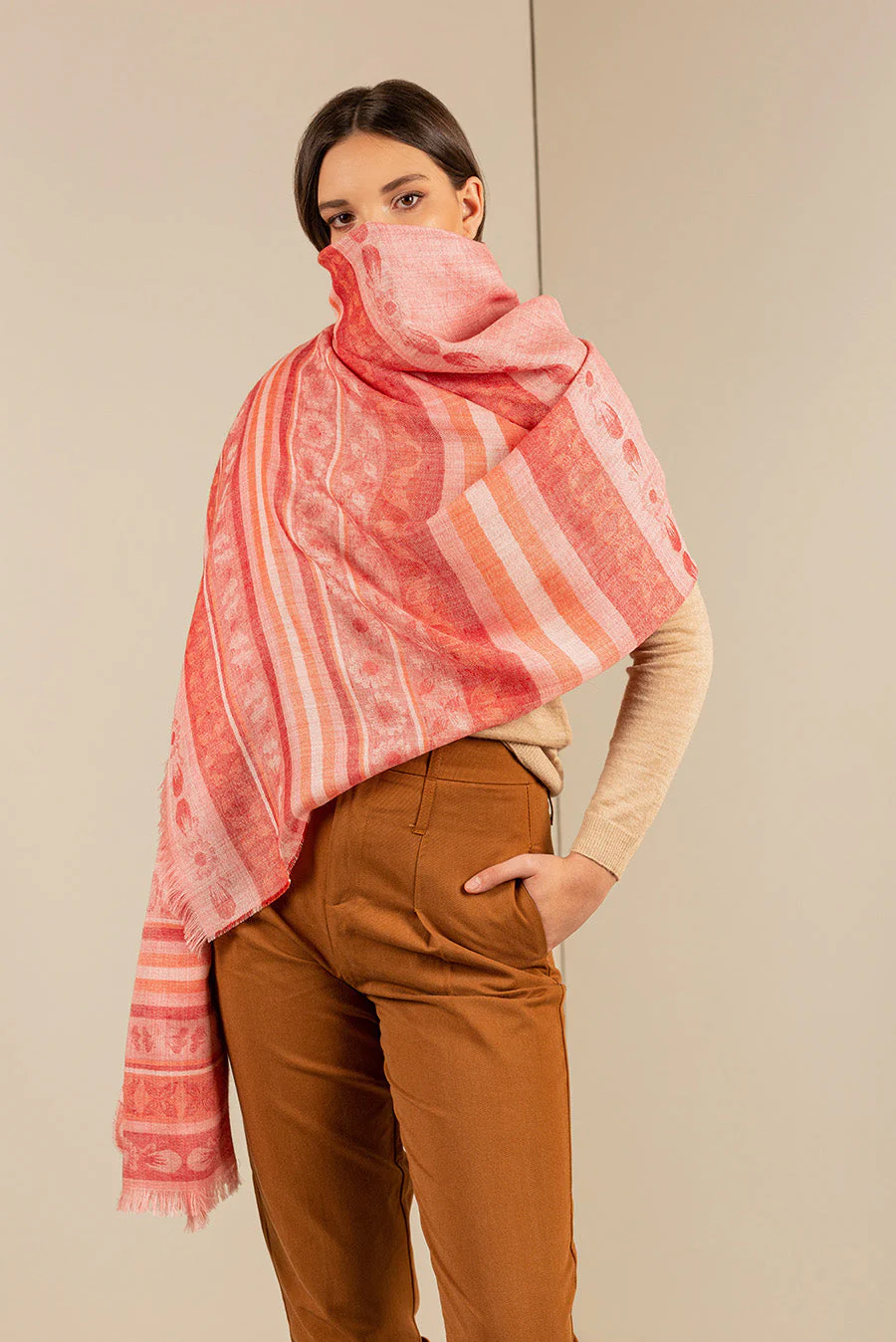 Ura Shawl Baby Alpaca Color Pink