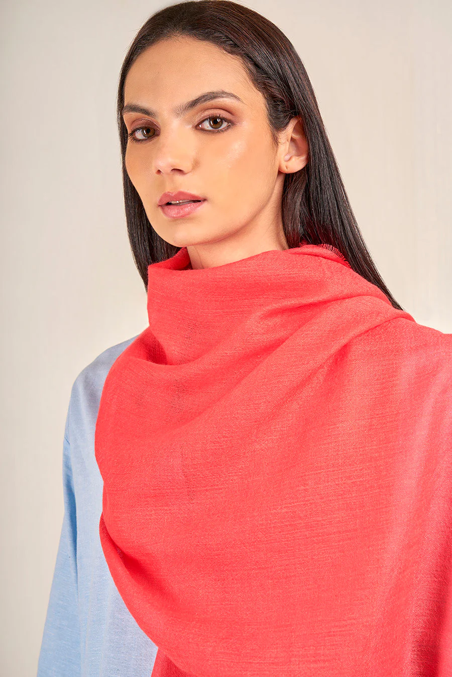 Vercorin Shawl Baby Alpaca Color Salmon - Image 3