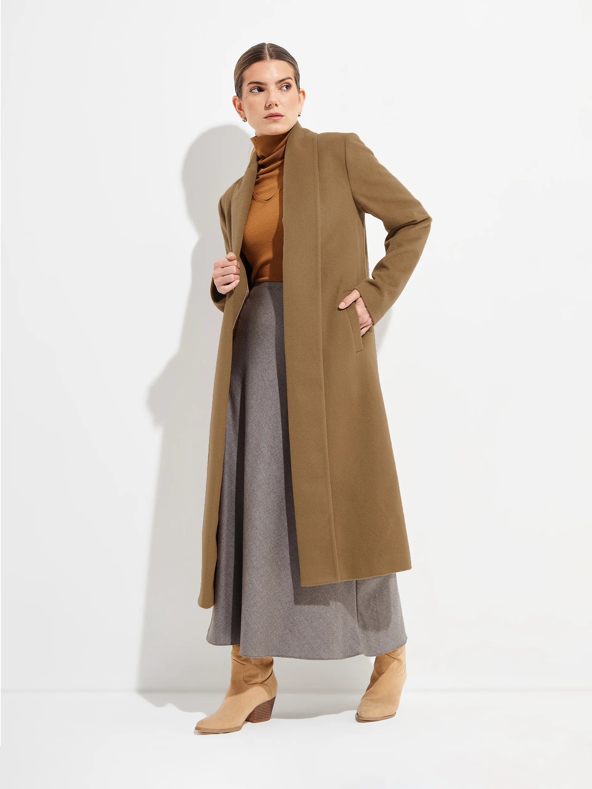 Long Swing Coat Vicuña Color Camel - Image 4