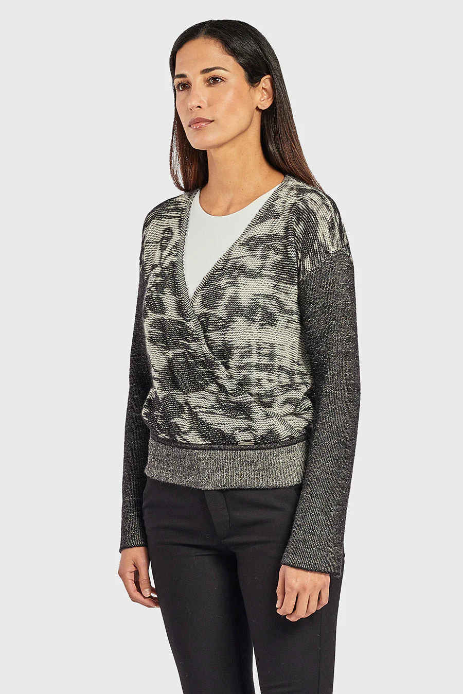 Wednesday Sweater Baby Alpaca Color B&W - Image 2